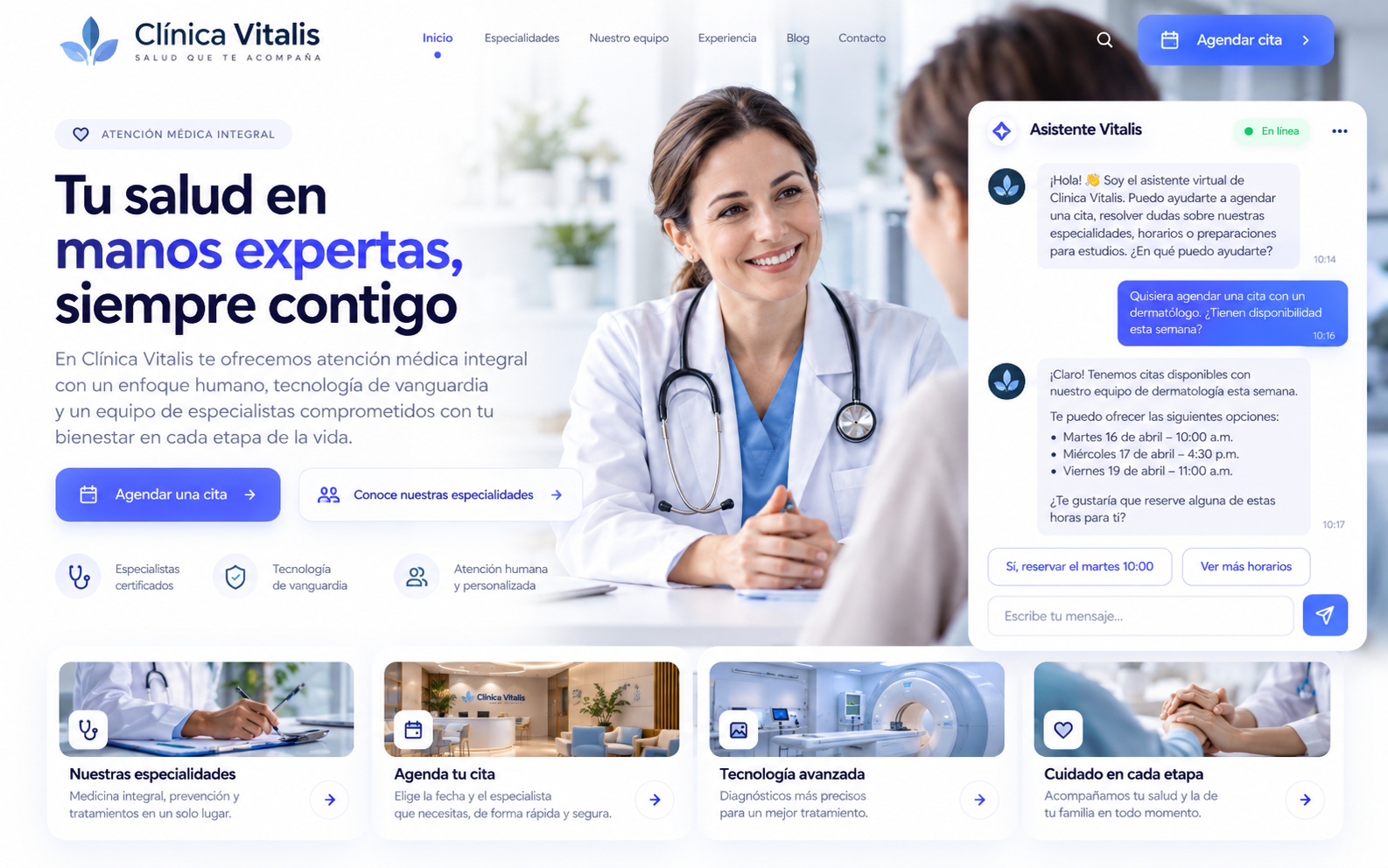 Web de Clínica Vitalis con asistente IA